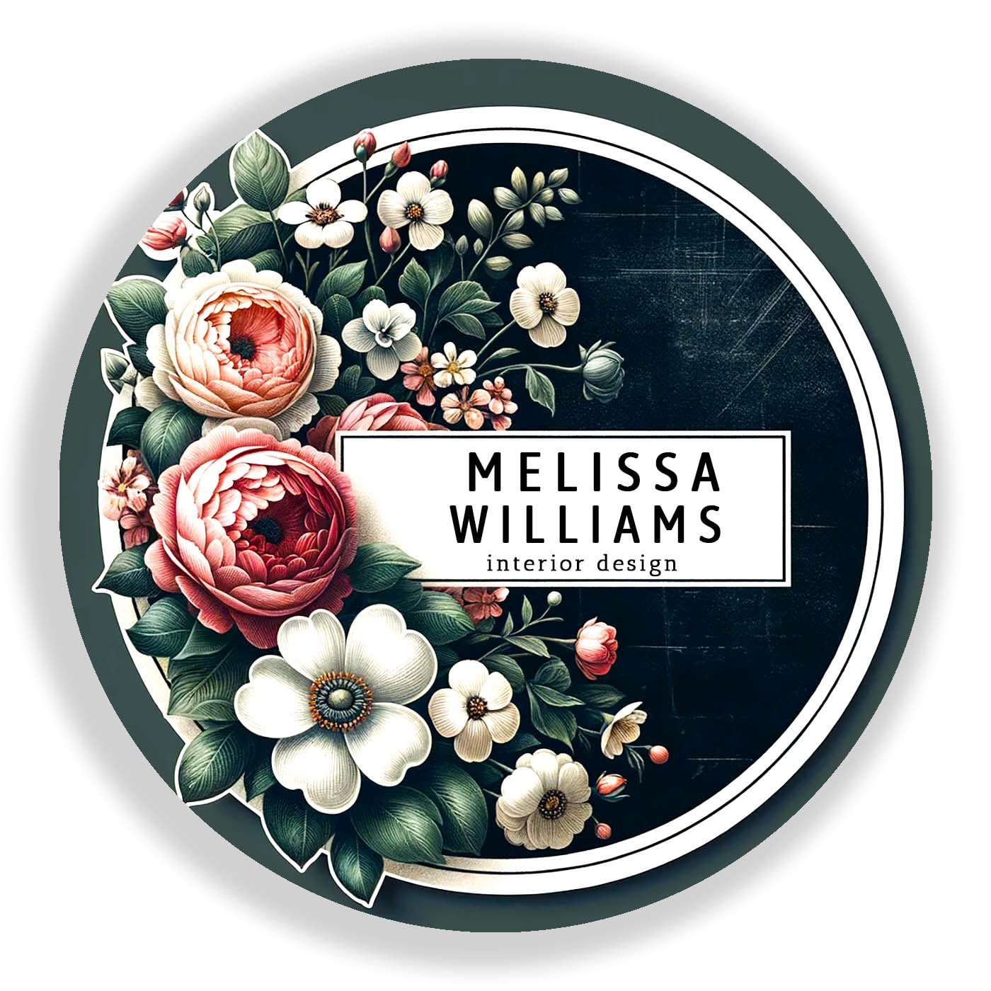 Custom Vintage Floral Chalkboard Stickers - Personalized Round Labels for Business & Branding (3x3 Inches, 100-Pack) - Perfect for Packaging, Gift Tags & Product Labeling