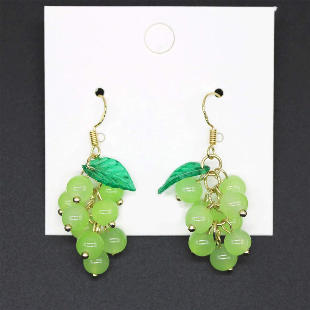 Sparkly Crystal Grape Drop Earrings with Green Leaf - Unique Cute Fruit Dangle Jewelry for Women & Girls | Perfect Gift for Parties, Weddings & Everyday Wear