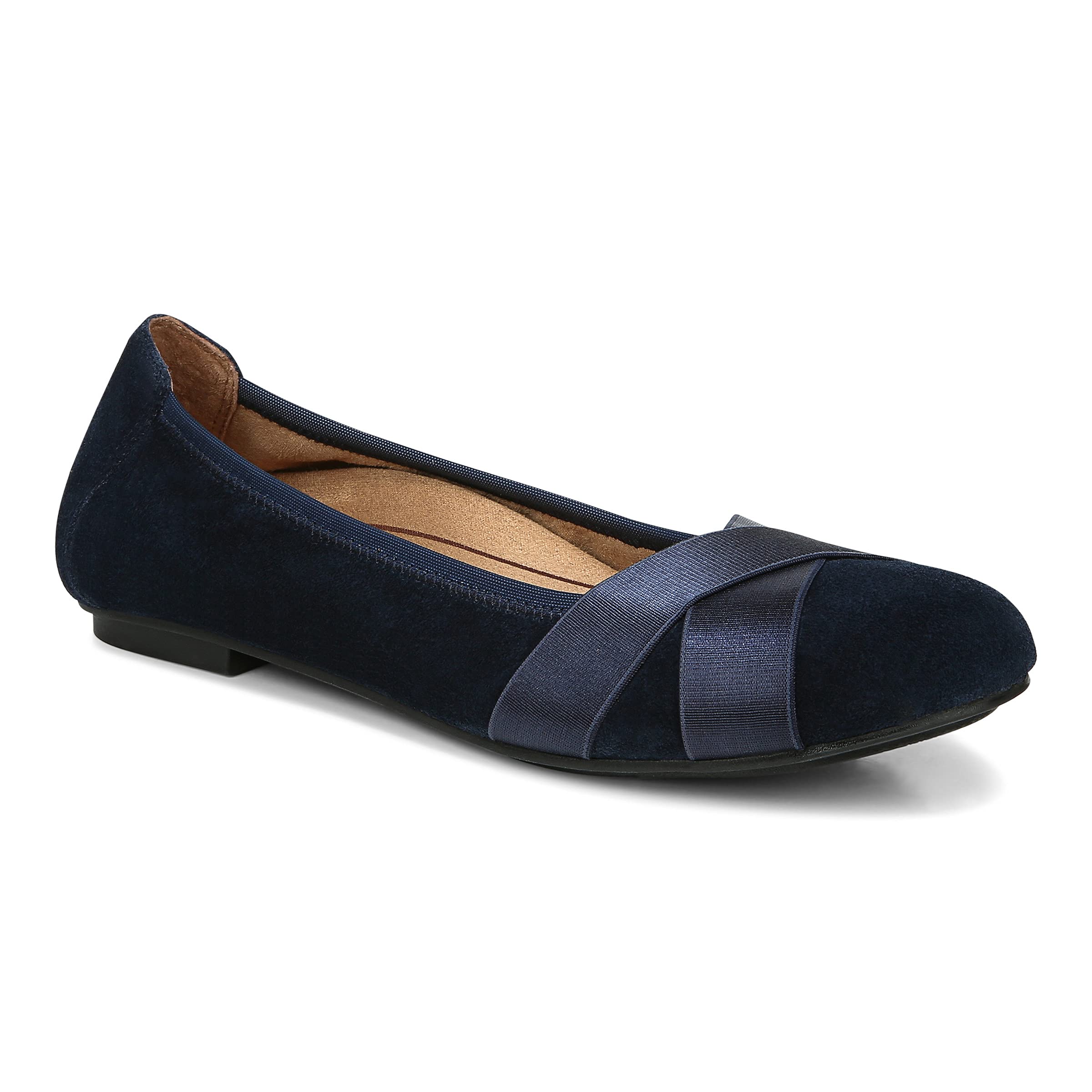 Vionic Women's Spark Maria Ballet Flat - Supportive Suede Walking Shoes with Orthotic Arch Support, Three-Zone Comfort for Medium & Wide Feet | Perfect for Work, Travel & Everyday Comfort
