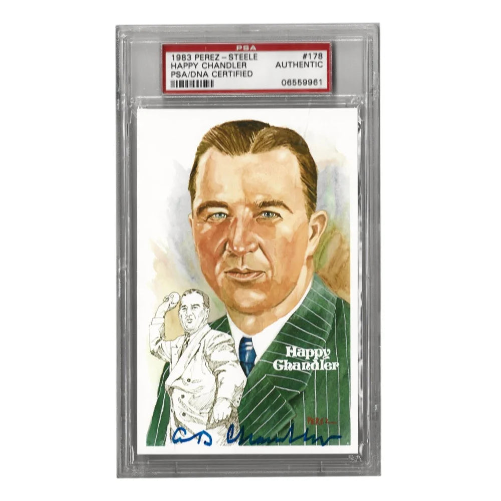 Happy Chandler Signed 1983 Perez Steele #178 Post Card with PSA COA - Authentic MLB Commissioner Memorabilia for Baseball Fans & Collectors