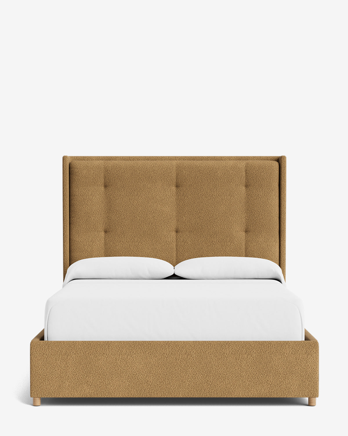 Luxury Ria Upholstered Bed Frame - Queen Size Platform Bed with Soft Fabric Headboard - Modern Bedroom Furniture for Master & Guest Rooms