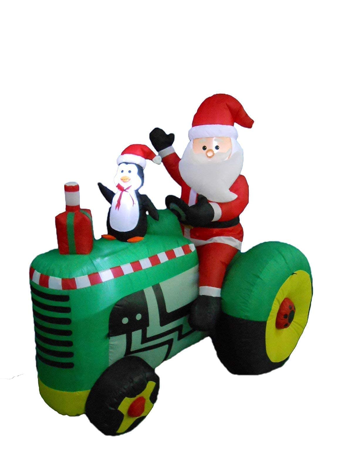 6ft Lighted Christmas Inflatable Penguin Fishing Decor & 5.3ft LED Santa Tractor with Penguin - Outdoor Holiday Party Decorations for Yard, Garden, and Christmas Festive Celebrations