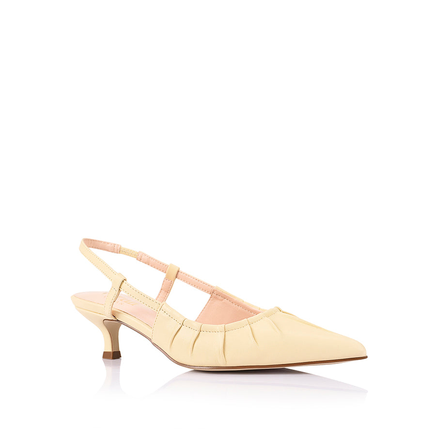 Lucius Slingback Kitten Heels - Butter Cream Color | Comfortable Low Block Heels for Women | Perfect for Office, Wedding & Summer Outfits