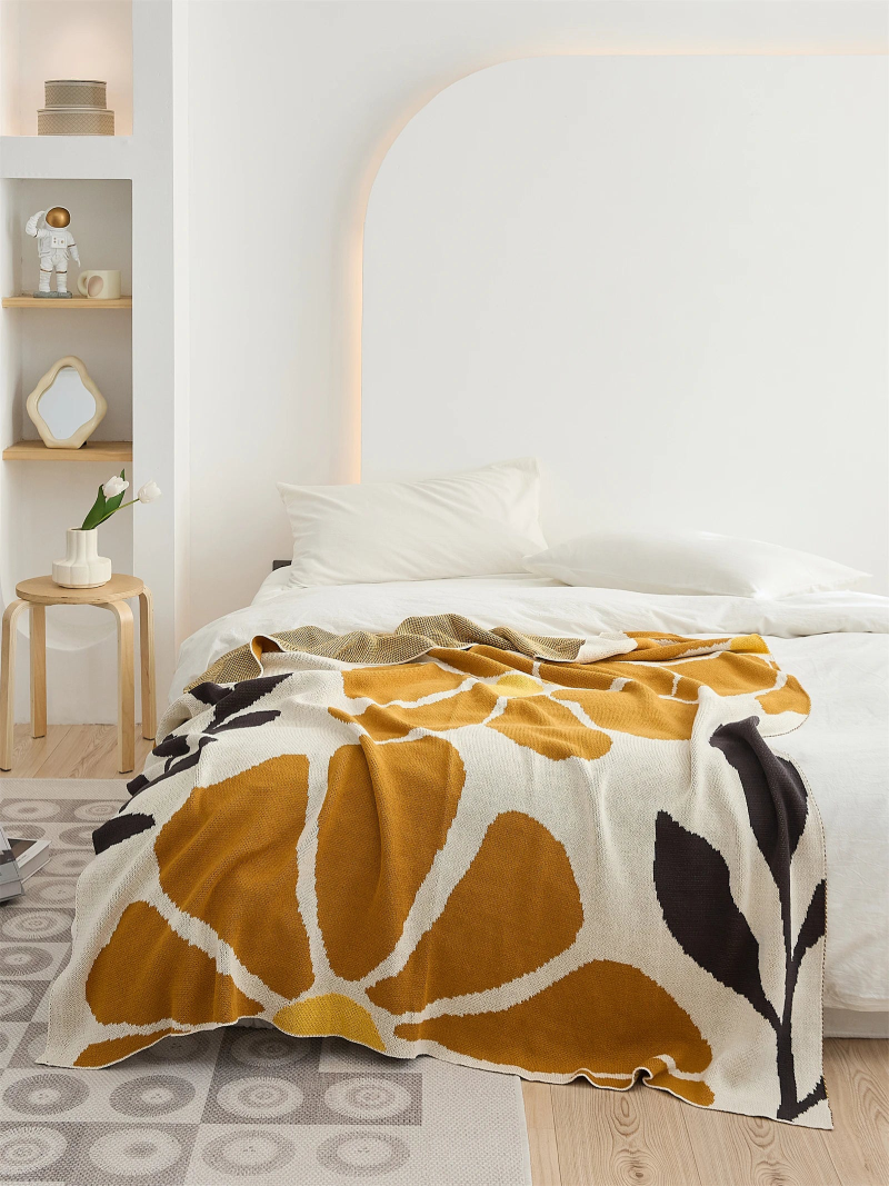 Blossom Meadow Woven Throw Blanket - Soft Cozy Knit Blanket for Couch, Bed & Sofa - Perfect for Home Decor, Gift & Winter Warmth