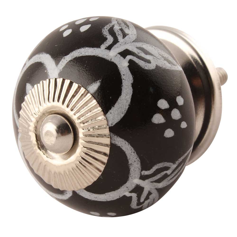 16 Pack Black Floral Ceramic Drawer Knobs - Elegant Kitchen Cabinet & Dresser Hardware Pulls - Unique Decorative Door Handles for Home Decor & DIY Projects