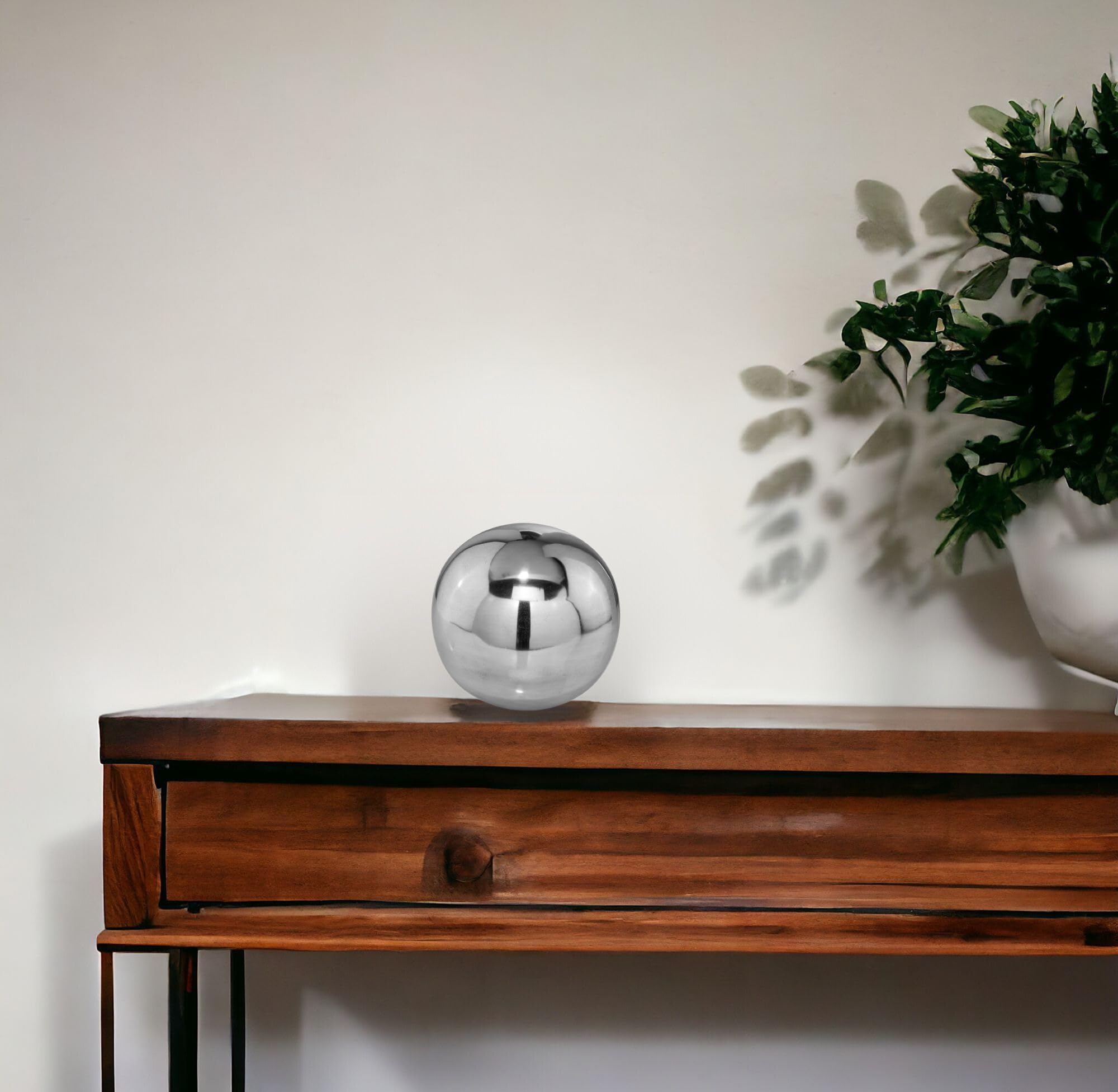 Modern Silver Aluminum Decorative Balls - 3-inch Polished Spheres for Centerpiece Bowls, Tabletop Decor, Home & Office Accents | Perfect for Wedding Decor, Vase Fillers, and Modern Interior Design
