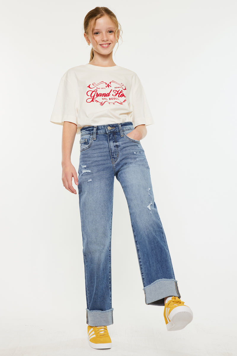 Nia High Rise Straight Jeans for Kids - Comfortable & Stylish Denim Pants for School, Play & Everyday Wear