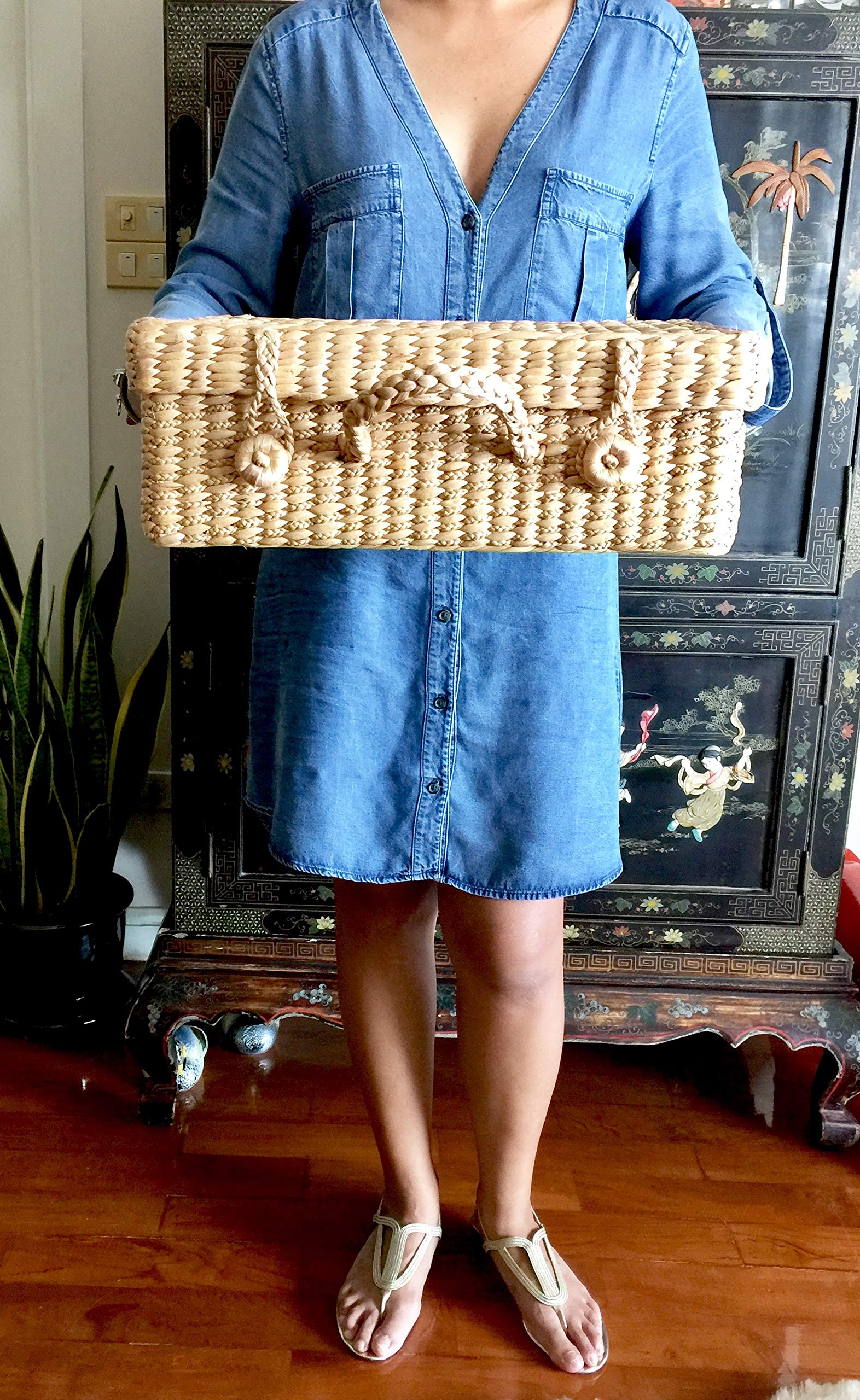 Extra Large Straw Tote Bag for Picnic, Beach & Market - Natural Woven Straw Basket Bag for Women, Summer Carryall with Wide Opening | Perfect for Groceries, Shopping & Outdoor Activities
