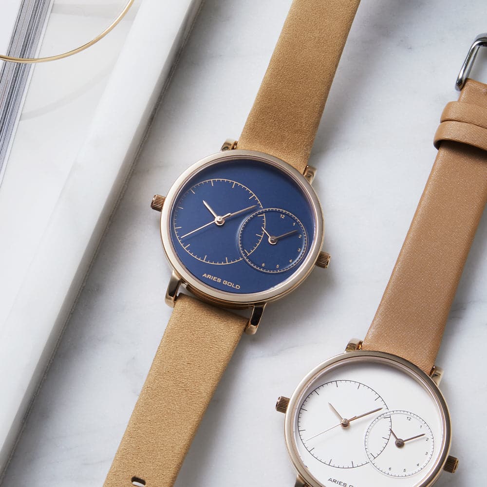 ARIES GOLD WANDERER Rose Gold Stainless Steel Women's Watch with Brown Leather Strap - Model L 5027 RG BU - Perfect for Everyday Wear, Office & Special Occasions