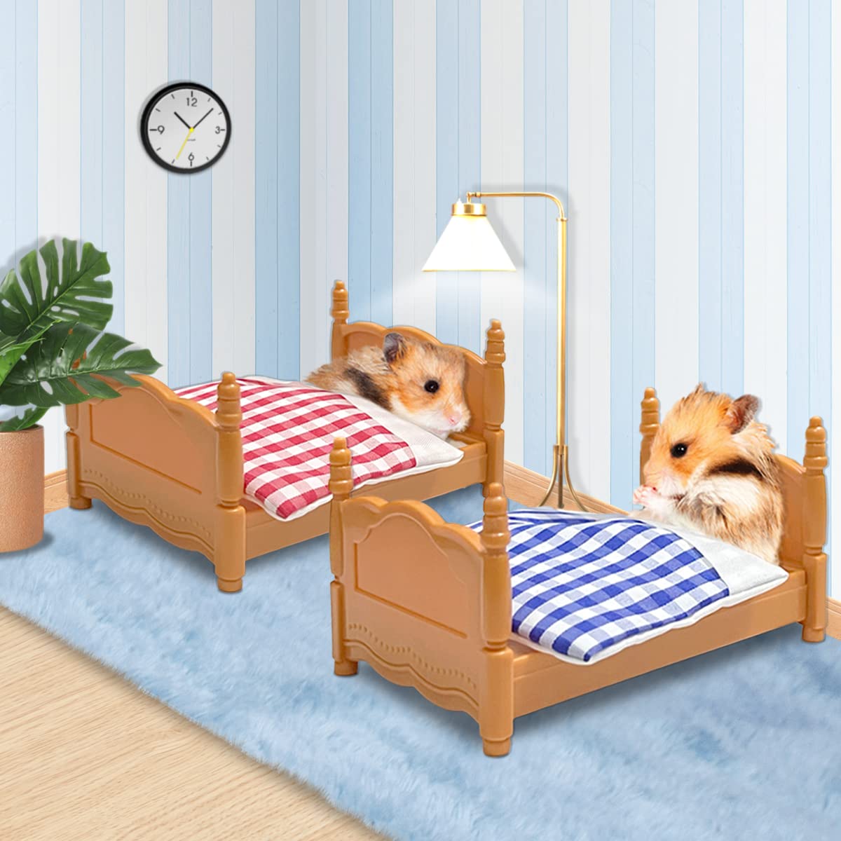 Hamster Bunk Bed for Guinea Pigs - 2 Tier Mini House with Ladder, Small Animal Habitat Furniture for Hamsters, Chinchillas, Squirrels & Sugar Gliders - Perfect for Cage Accessories & Play Areas