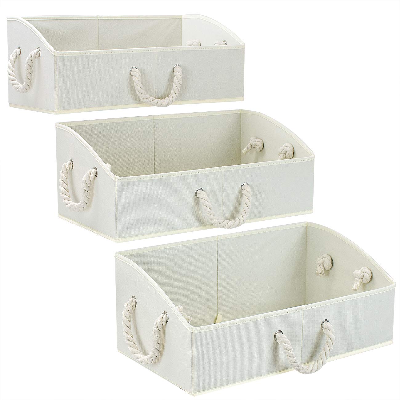 Sorbus 3-Pack Fabric Storage Bins - Foldable Closet Organizer & Trapezoid Storage Baskets for Home Organization (Beige) | Perfect for Bedroom, Bathroom & Kids Room Storage Solutions