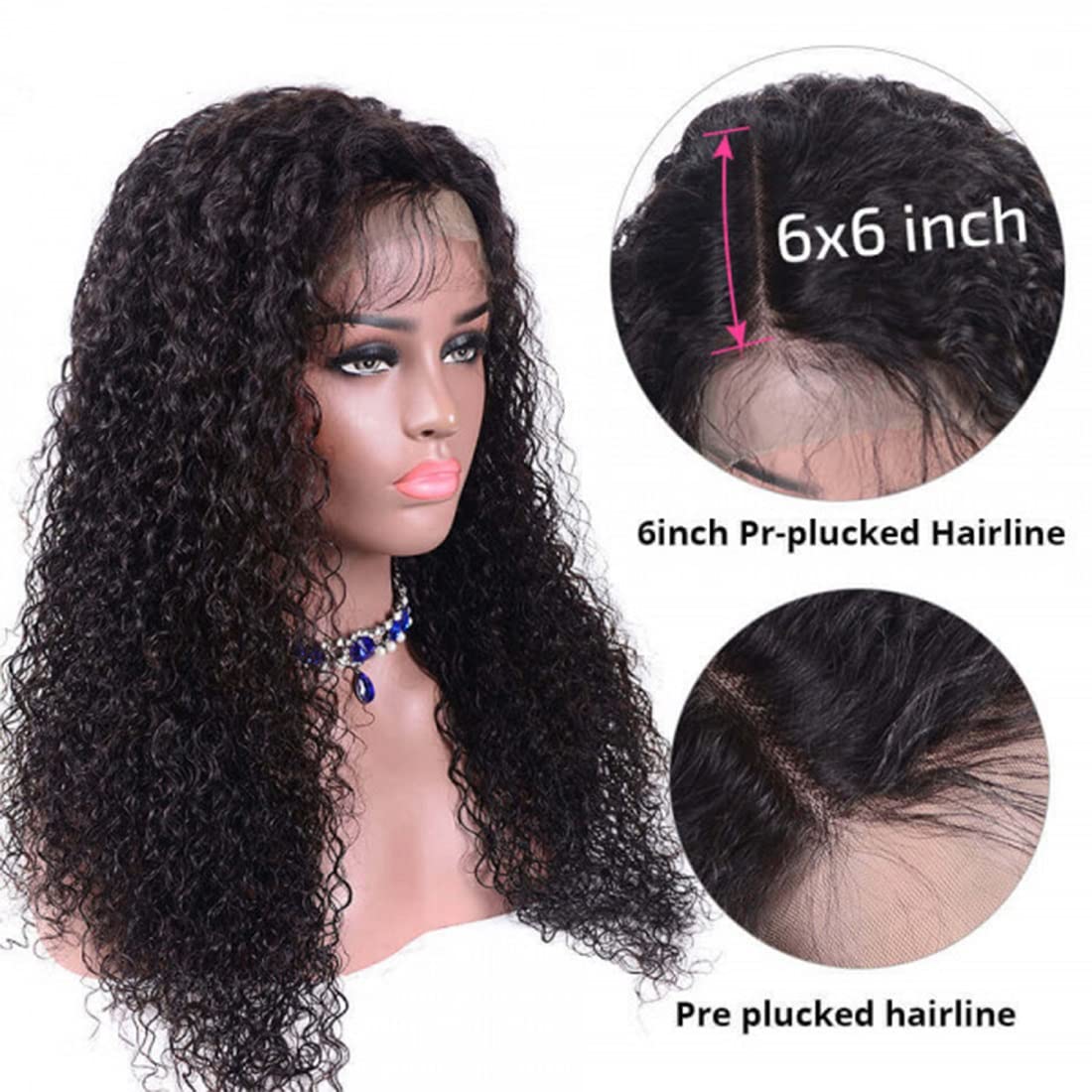 West Kiss 16 Inch Curly Lace Front Wig Human Hair - 6x6 HD Lace Closure, Pre-Plucked, Glueless - Natural Black Women's Wigs for Daily Wear & Special Occasions