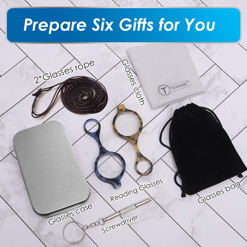 TERAISE Lightweight Reading Glasses Pendant Necklace - Anti-Loss Readers with Case for Women | Perfect for Reading, Shopping & Travel Accessories