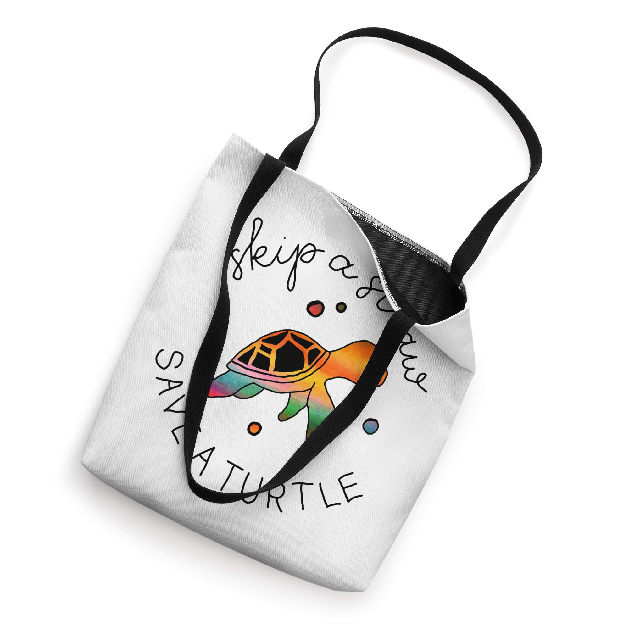 Skip a Straw Save a Turtle T-Shirt & Tote Bag Set - Eco-Friendly Reusable Shopping Bags for Groceries, Beach Trips & Everyday Use