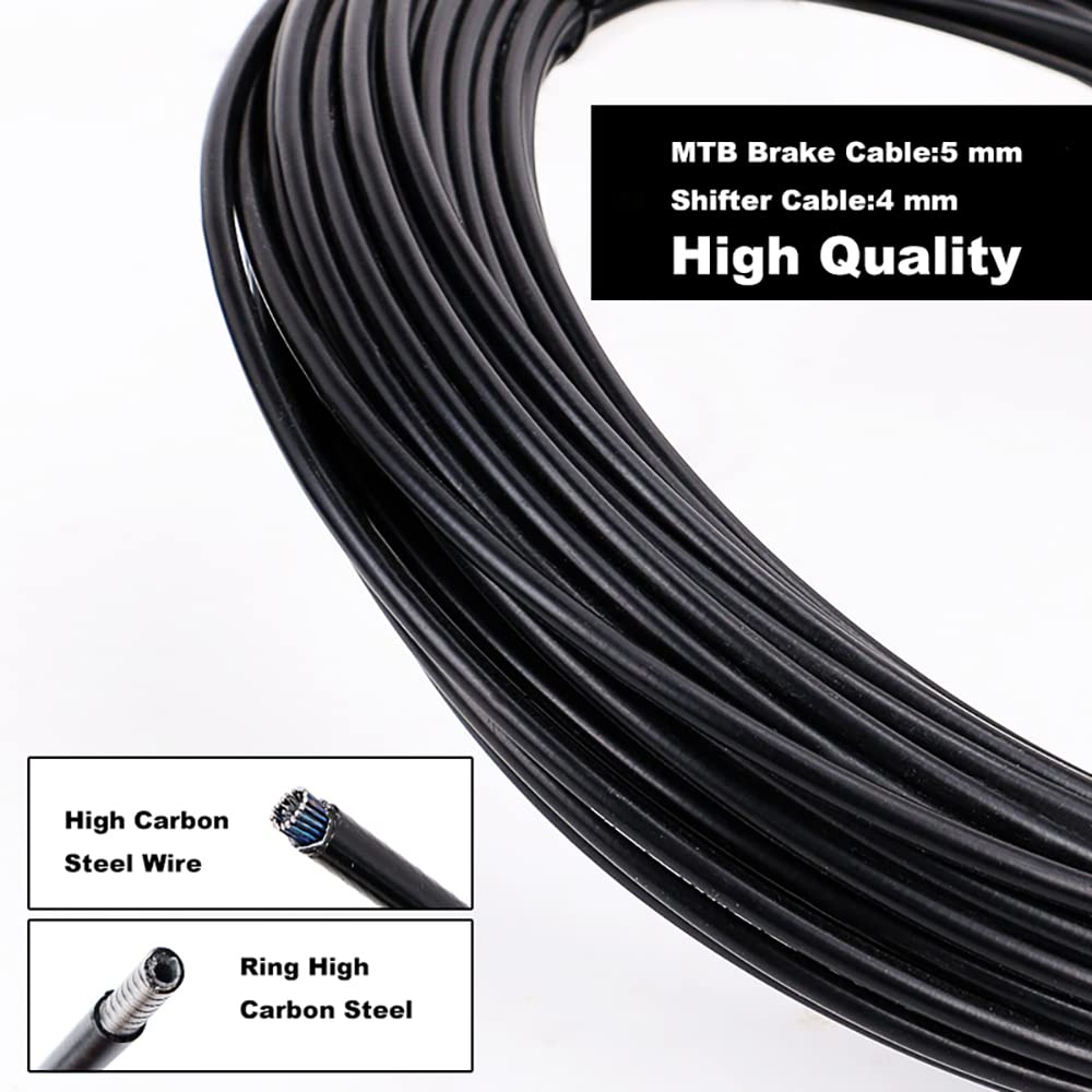 Premium Bike Brake Cable & Shifter Cable Housing Kit - Durable Bicycle Brake Line Set with V-Brake Noodles & Cable Guides (2 Plastic Hoses) for Road & MTB Mountain Bikes | Perfect for Cycling Maintenance & DIY Bike Repairs