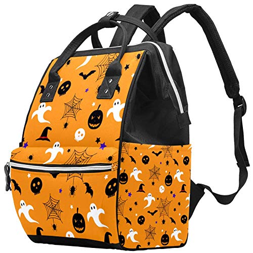 LORVIES Halloween Diaper Bag Backpack - Spooky Pattern Large Capacity Baby Bag for Travel, Daycare & Outings | Waterproof Multi-Function Parent Backpack for Moms & Dads | Perfect for Trick-or-Treating, Pumpkin Patch & Halloween Parties