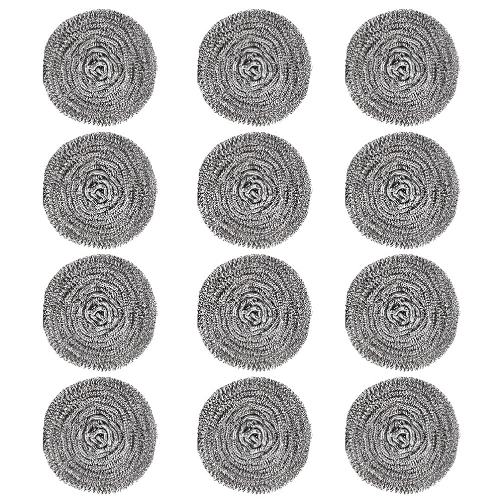 Hemoton 12-Pack Stainless Steel Scrubber Balls - Heavy Duty Metal Scouring Pads for Pots, Pans & Cookware - Rust & Stubborn Stain Remover - Durable Dish Cleaning Scrubbers for Kitchen & Outdoor Camping Use