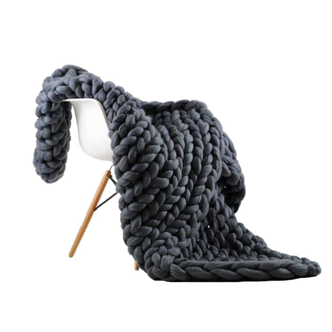 Chunky Knit Blanket - Extra Large 47x59 Inch Handmade Sofa Throw, Cozy Pet Bed & Chair Mat - Perfect for Baby Shower, Christmas Decor, Thanksgiving, Photo Props & Home Decor (Deep Grey)