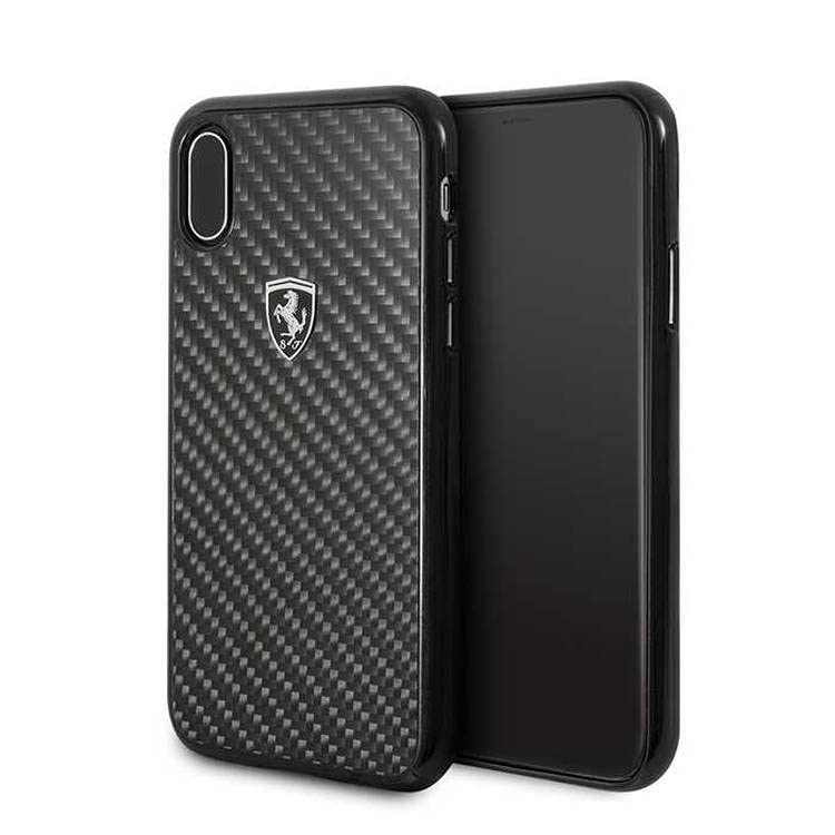 Ferrari Real Carbon Fiber Hard Case for iPhone X & iPhone XS - Durable Slim Protective Cover - Perfect for Sports, Travel & Everyday Use