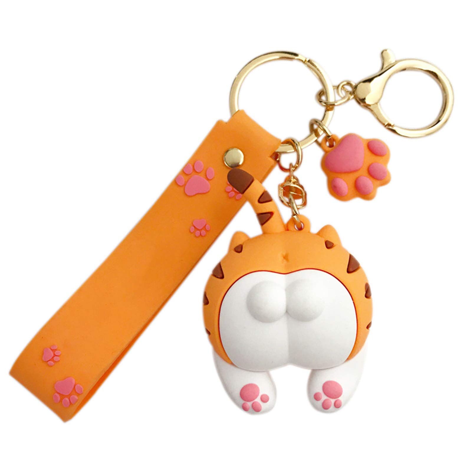 Premium Soft Cartoon Cat Keychain - Unique Couple Keyring, Durable & Stylish Orange Key Holder - Perfect for Gifts, Couples, and Everyday Use
