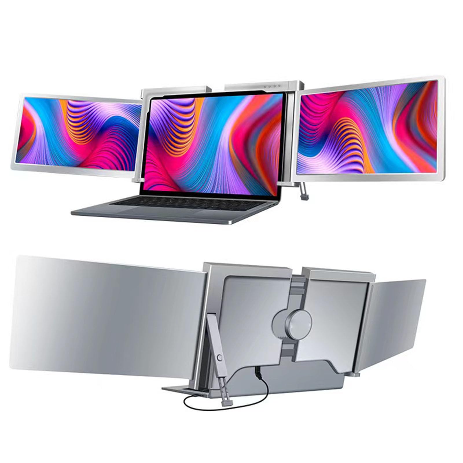 DSeenLeap Triple Screen Extender for 11.6 Inch Laptops - Single Cable Connection, Laptop Monitor Extension for Work, Gaming & Multitasking