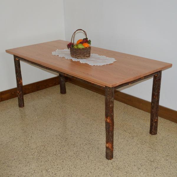 Premium Solid Wood Hickory Farmhouse Dining Table - Rustic Kitchen & Dining Room Furniture for Family Gatherings & Entertaining