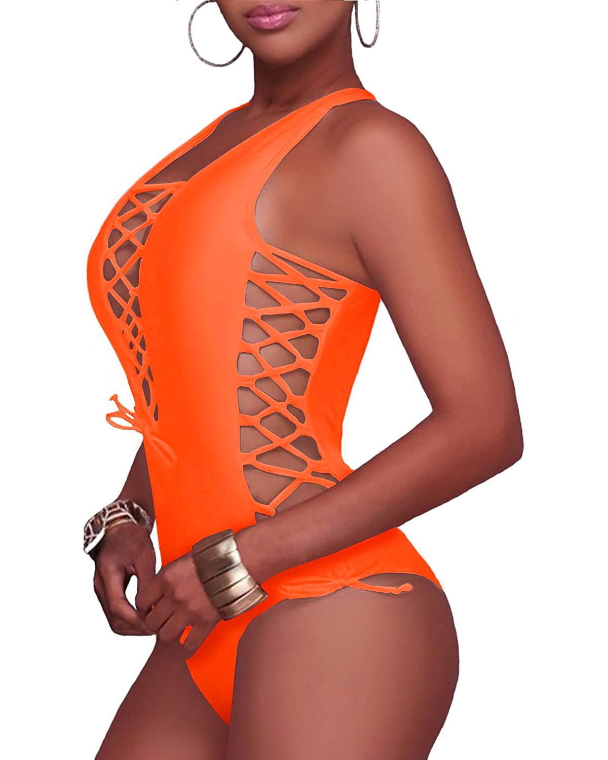 Sexy One Shoulder Monokini Swimsuit for Women - Lace Up One Piece Bathing Suit | Beach Vacation, Pool Party & Summer Swimwear