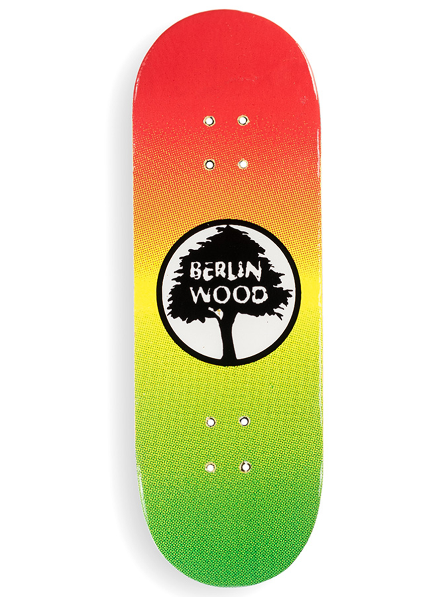 Berlinwood Fingerboard Deck BW Rasta - Professional Finger Skateboard for Tricks & Stunts | Perfect for Skateboard Enthusiasts & Collectors