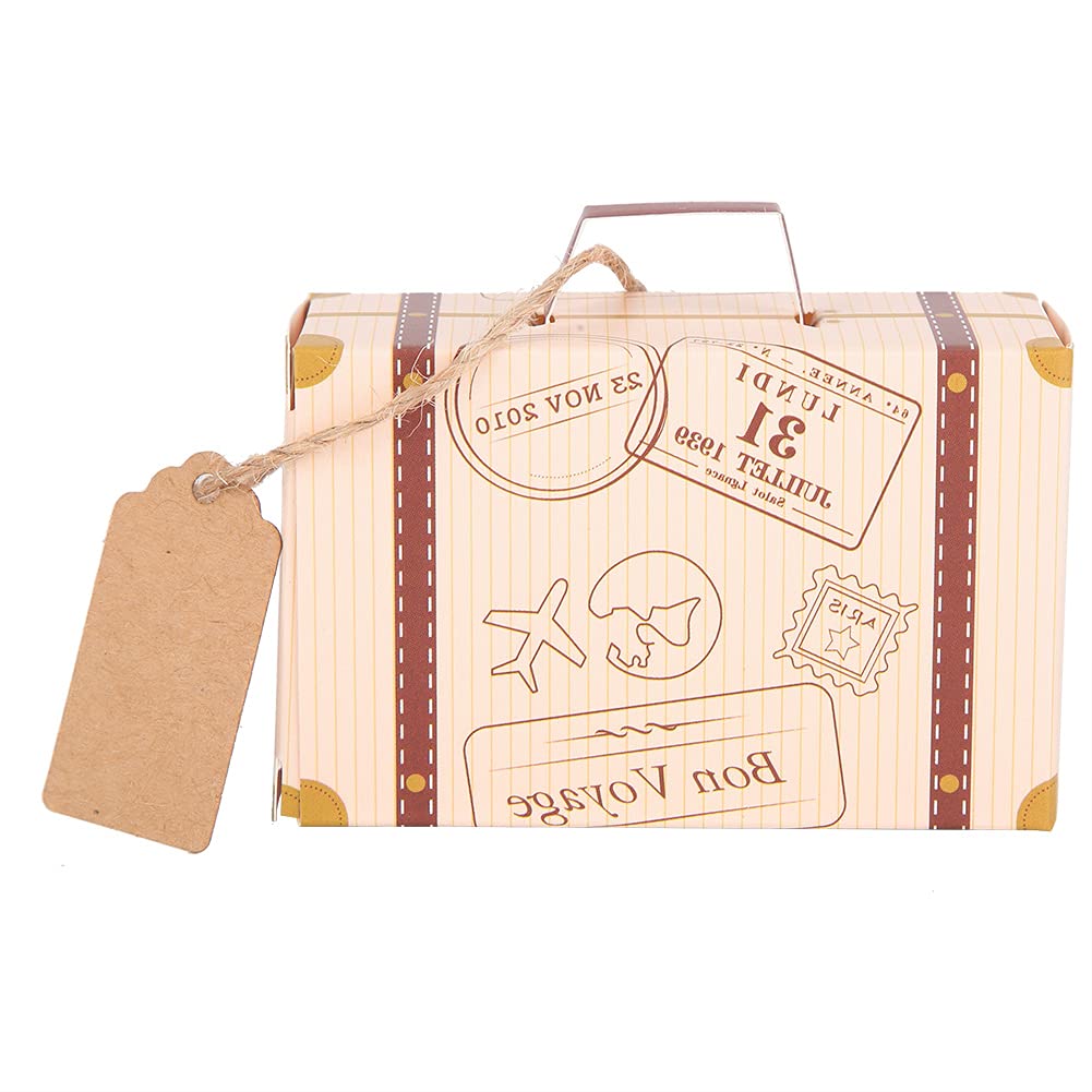 50Pcs Vintage Suitcase Gift Wrap Boxes - Travel Theme Party Wedding Favor Boxes for Candy, Gifts & Decor | Perfect for Bridal Showers, Baby Showers & Birthday Parties