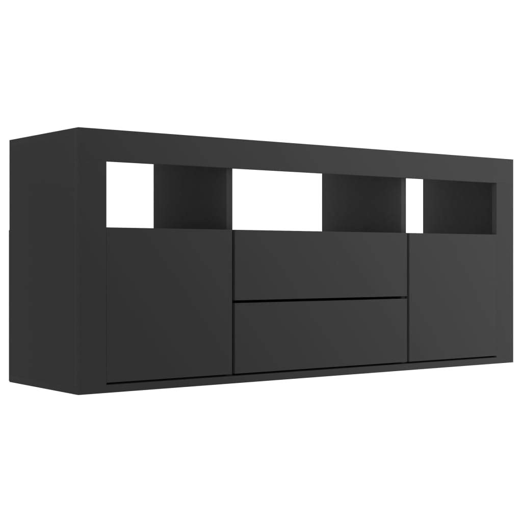 Modern Black Wood TV Stand with Storage - Entertainment Media Console for Living Room & Bedroom - Durable TV Cabinet for Flat Screens up to 65