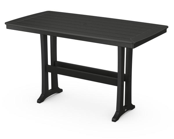 Polywood Black Nautical Trestle 38 x 73 Inch Bar Table - Outdoor & Indoor Dining, Patio, Deck, Backyard, Restaurant Furniture