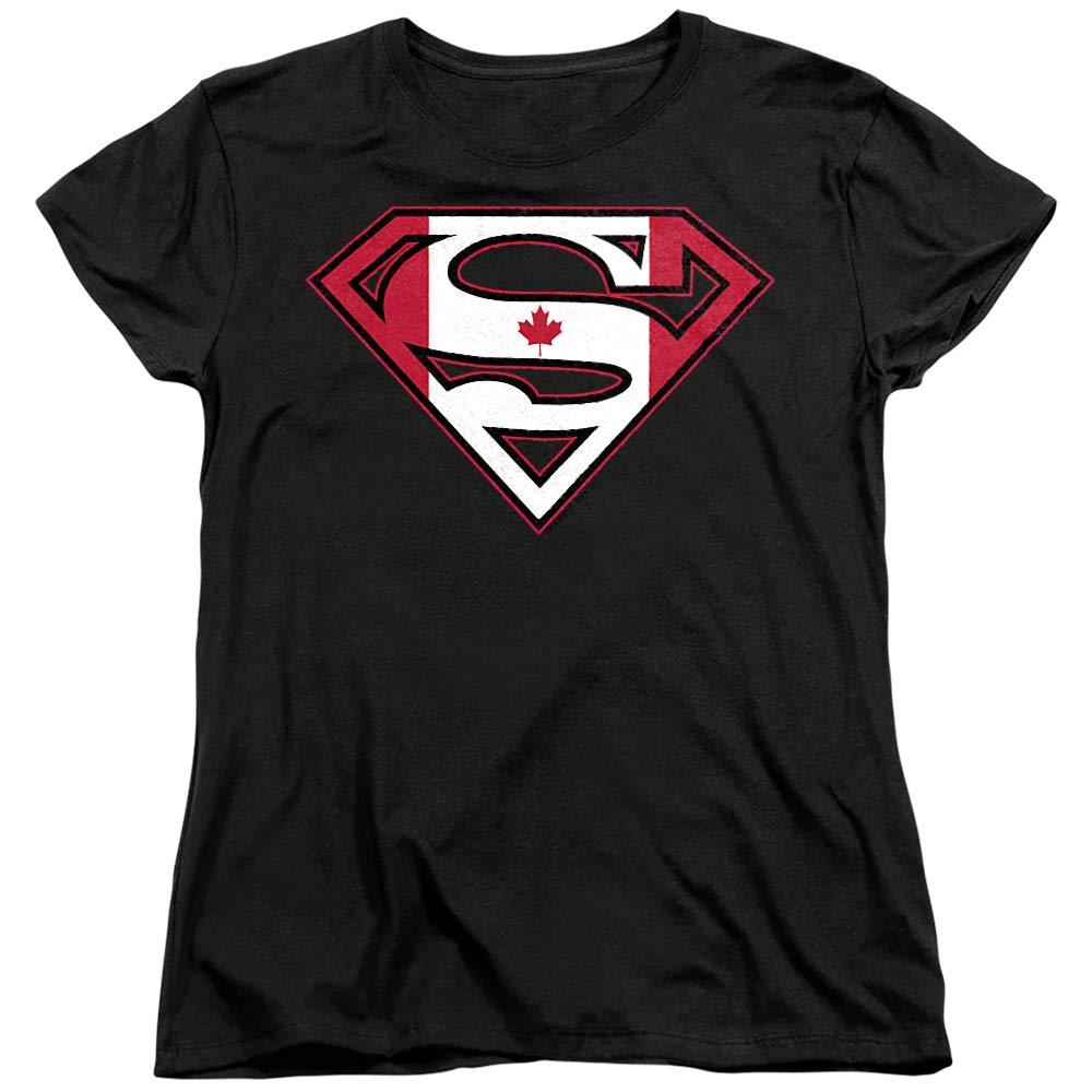 Superman Canadian Shield Women's T-Shirt | Graphic Tee for Women | Casual Superhero Shirt for Fans | Perfect for Cosplay, Comic Con & Everyday Wear
