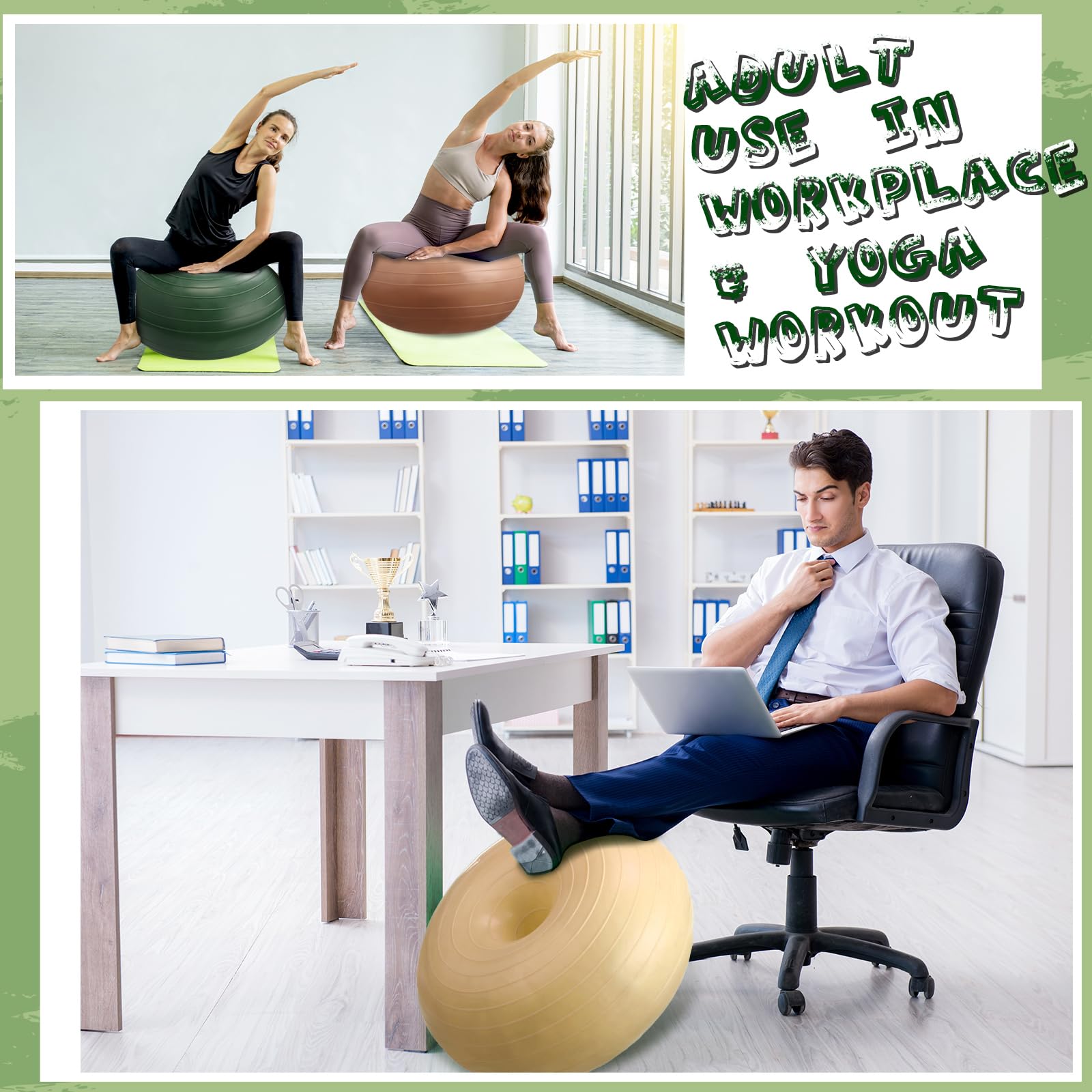 Libima 4-Pack Inflatable Yoga Ball Chairs with Pump - Flexible Seating for Classroom, Home Office & Gym - Balance & Stability Training Exercise Ball Cushion Seats for Kids & Adults - Perfect for Active Sitting, Core Workouts and Ergonomic Workspaces
