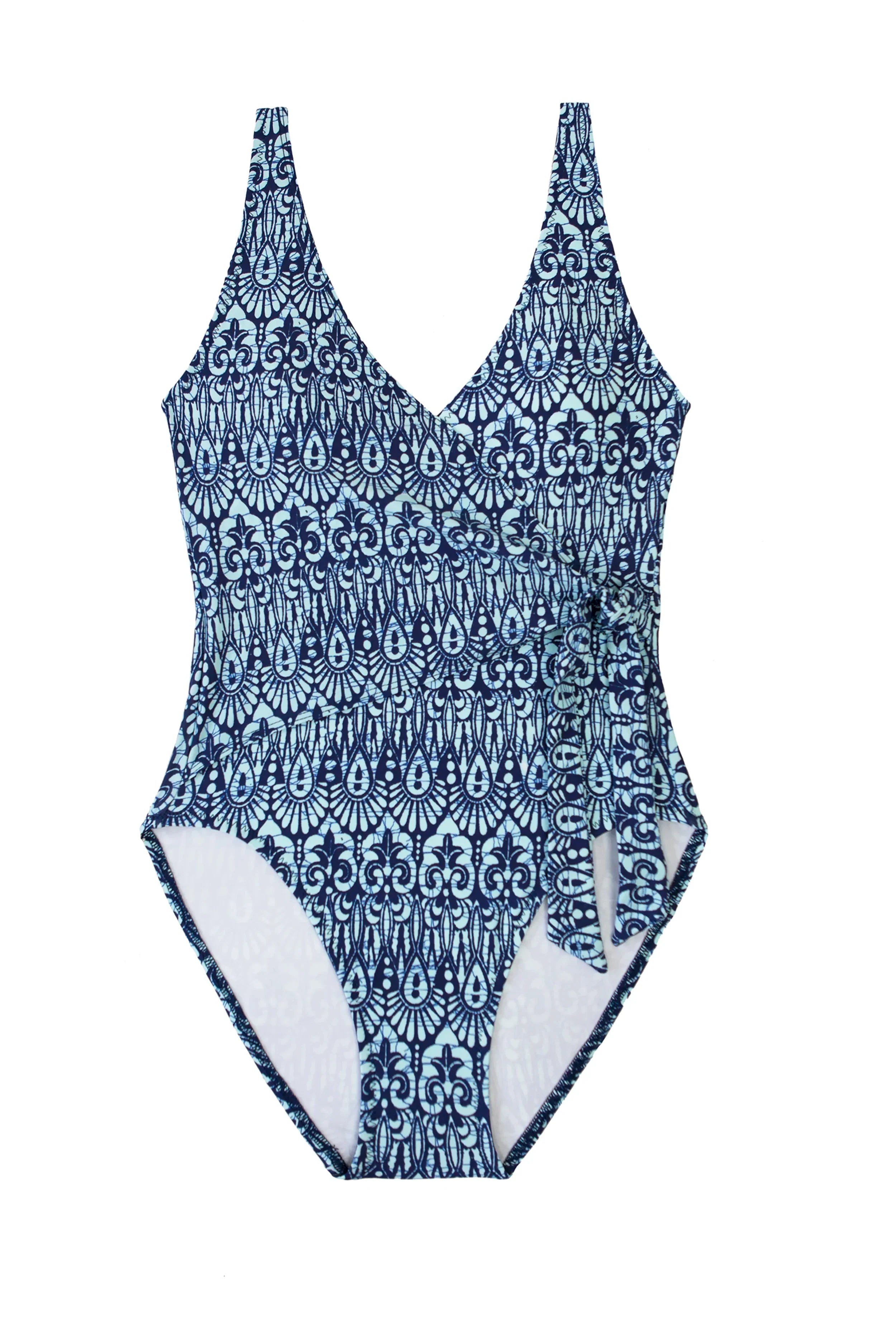 Island Batik Navy One Piece Wrap Dress - Stylish & Comfortable for Casual Wear, Beach Outings & Summer Parties
