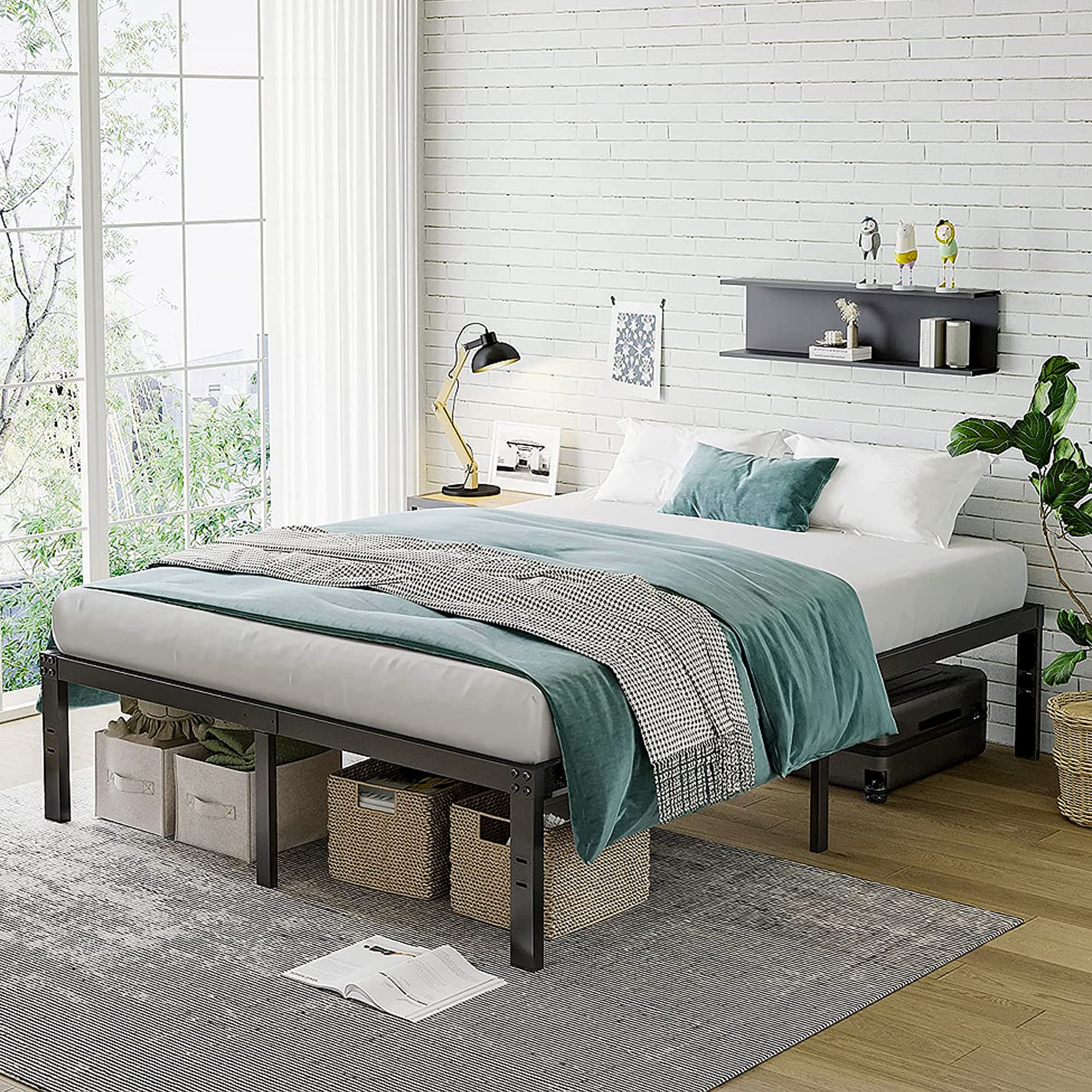 14 Inch Heavy Duty Metal Queen Bed Frame - No Box Spring Needed, Supports Up to 3500lbs | Sturdy Platform Bed for Master Bedroom, Guest Room & Small Spaces