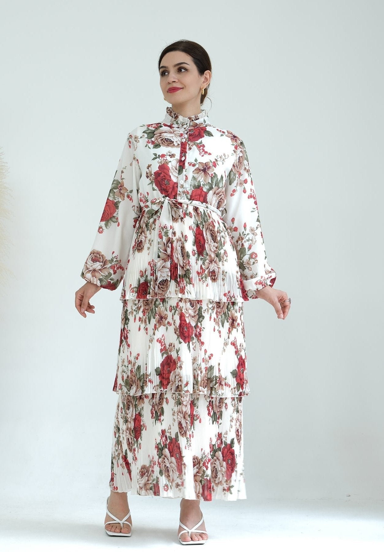 Fleur Maxi Dress - Elegant Red & Ivory Floral Summer Dress for Women | Perfect for Beach, Vacation & Casual Outings