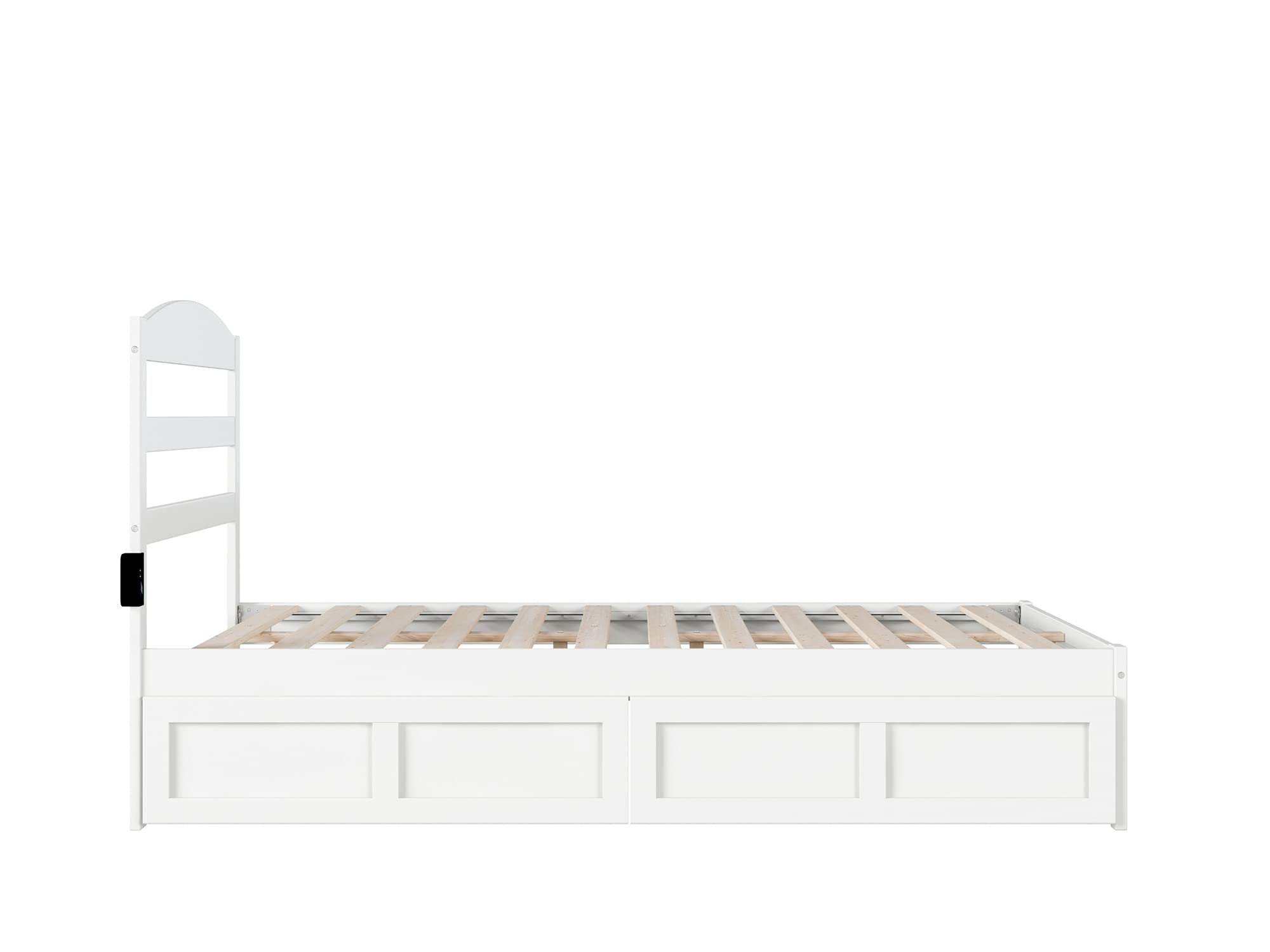 AFI Warren Full Size Platform Bed Frame with Storage Drawers (Set of 2) & Built-in USB Charging Ports - White Modern Bedroom Furniture for Small Spaces & Studio Apartments