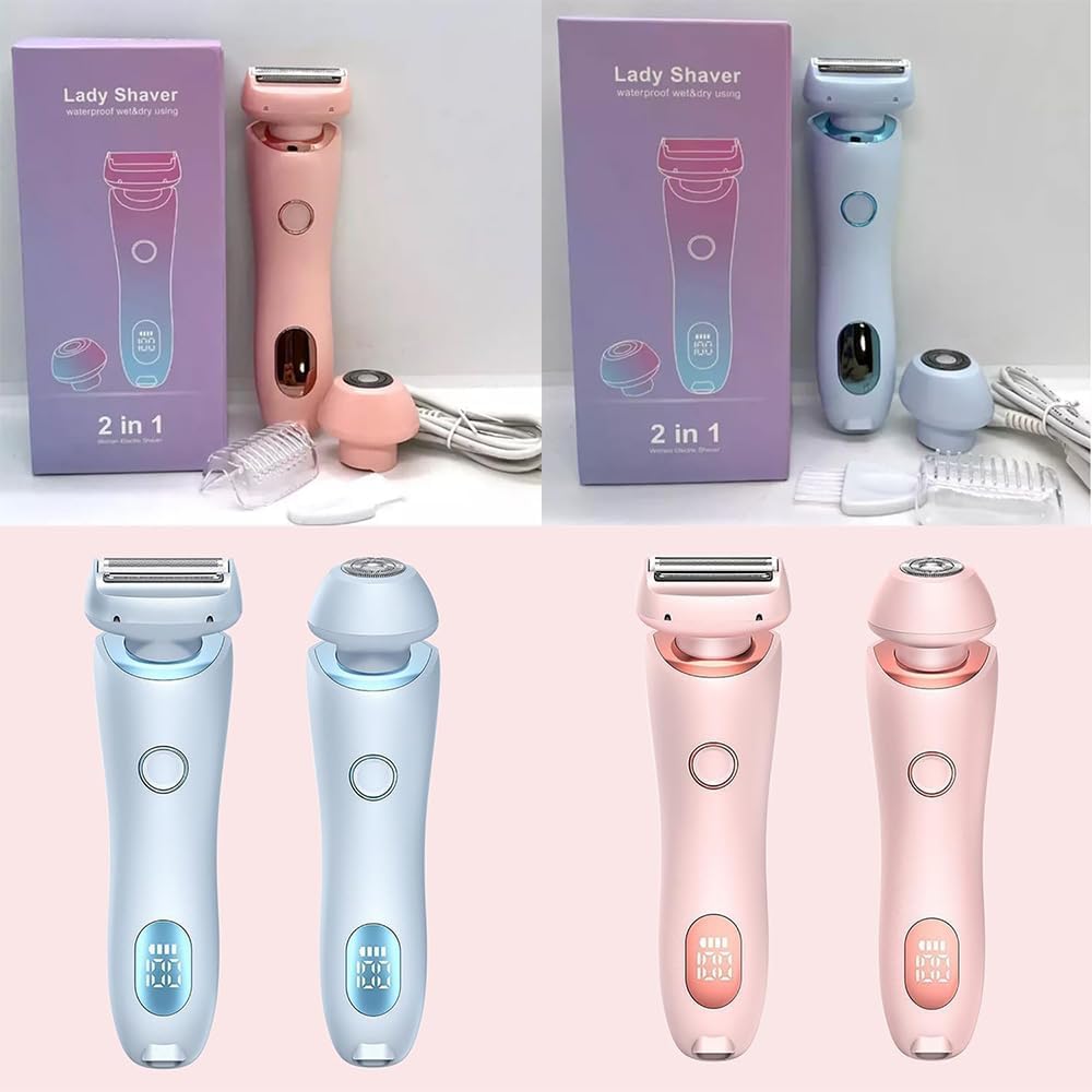 The Glide Pro 3.0 Electric Razor for Women - Waterproof 2-in-1 Hair Removal & Bikini Trimmer, Wet/Dry Portable Shaver for Smooth Skin - Perfect for Travel, Gym & Home Use (Pink)