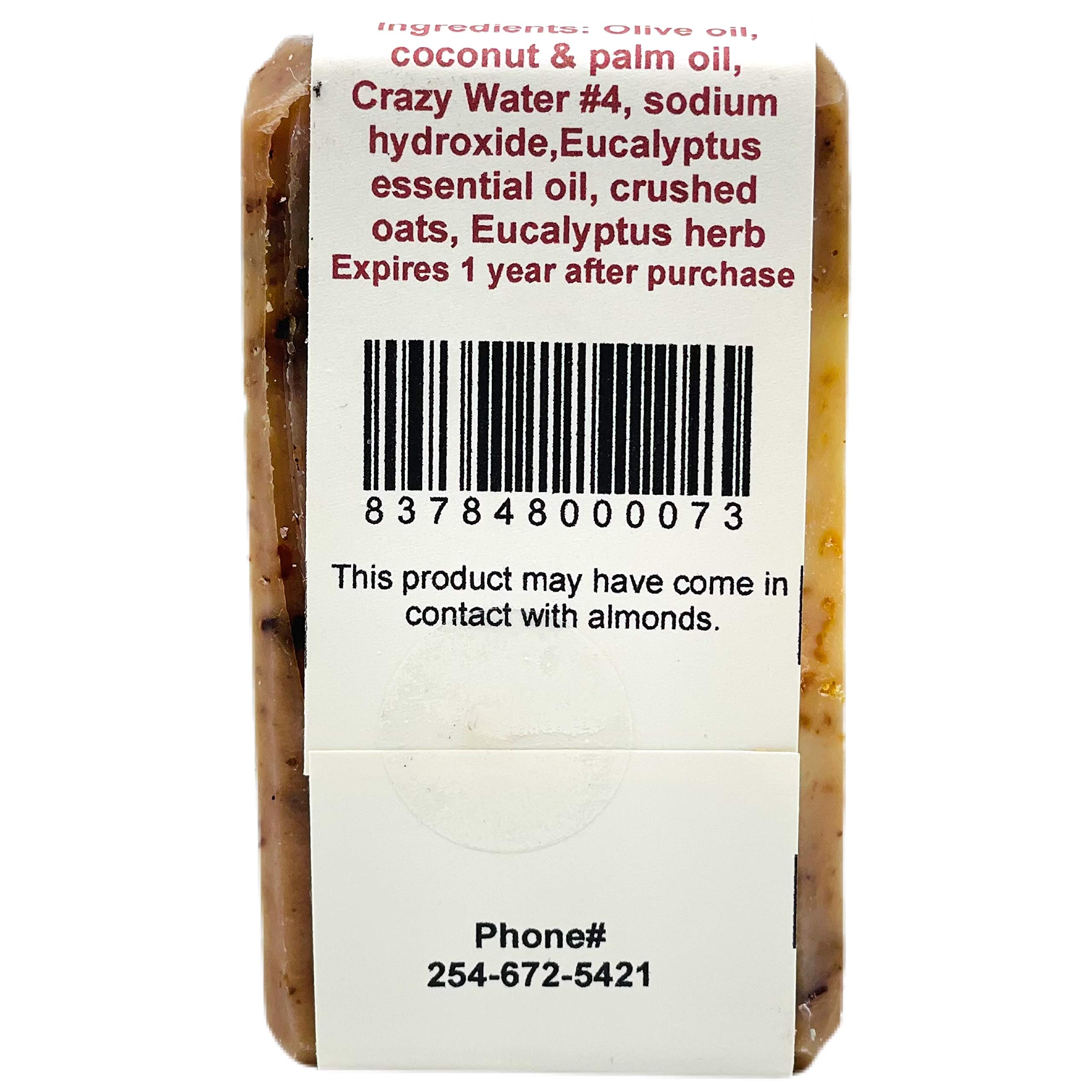 **All-Natural Handmade Bar Soap with Olive Oil, Coconut Oil & Eucalyptus Oatmeal – Gentle Cleansing for Sensitive Skin – Perfect for Daily Use, Travel & Eco-Friendly Gifting**