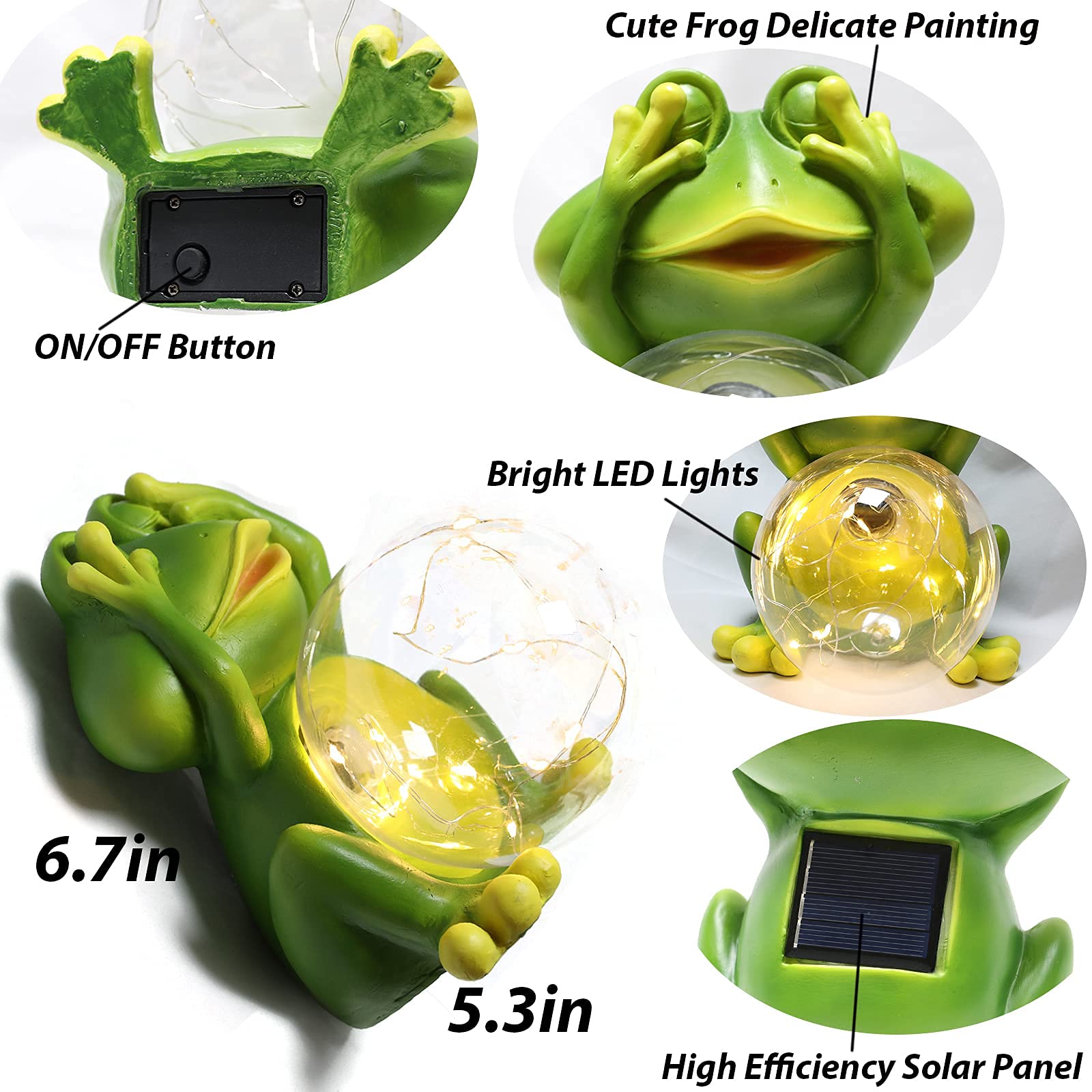 Solar-Powered Garden Frog Decor Figurines - Waterproof Outdoor Statue for Patio, Yard & Lawn - Cute Solar Lights for Nighttime Decoration - Perfect for Garden, Pathway & Landscape Lighting (1 Pack)