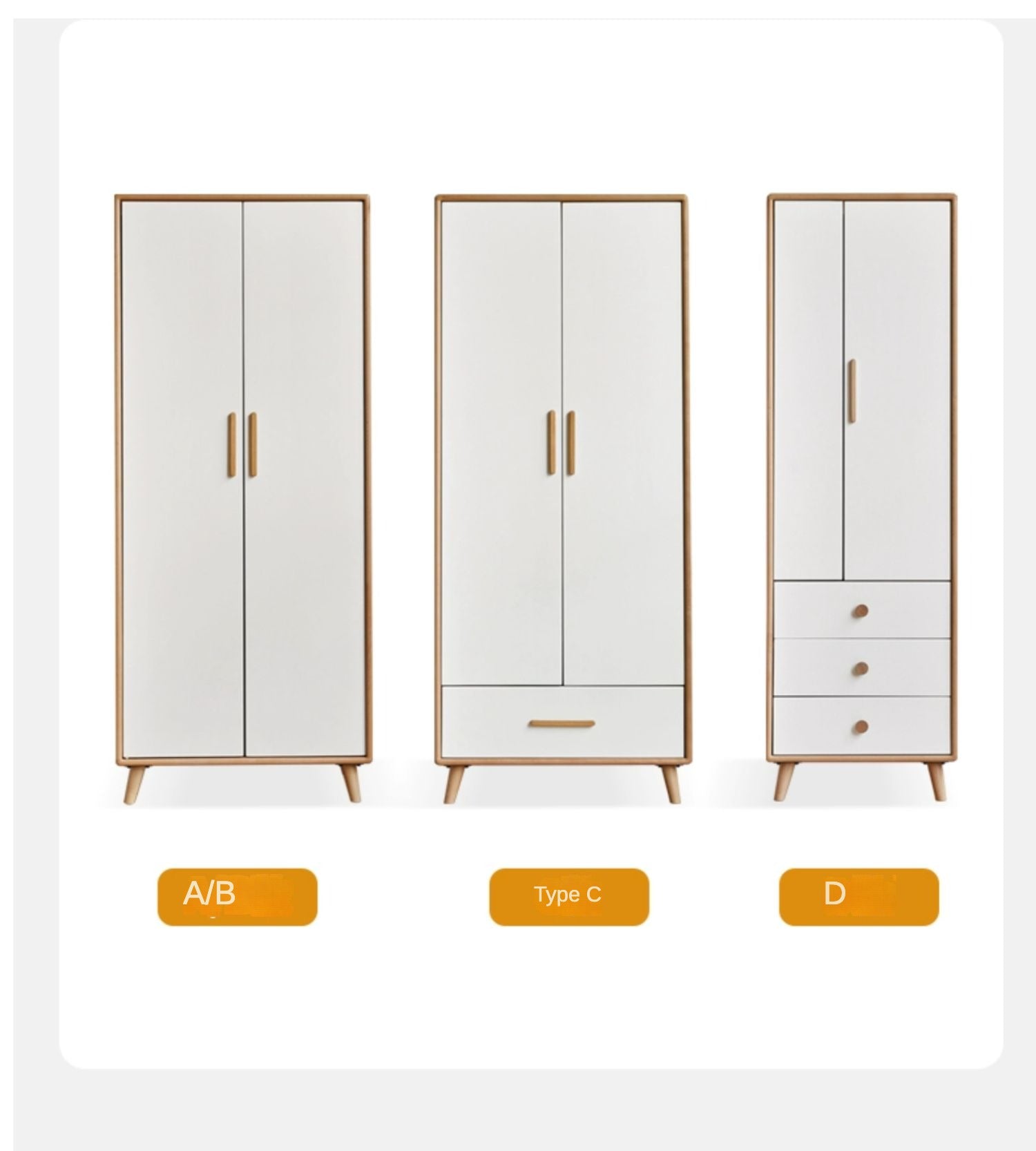 Solid Beech Wood Wardrobe Set - Modern Closet Organizer for Bedroom, Living Room & Office Storage
