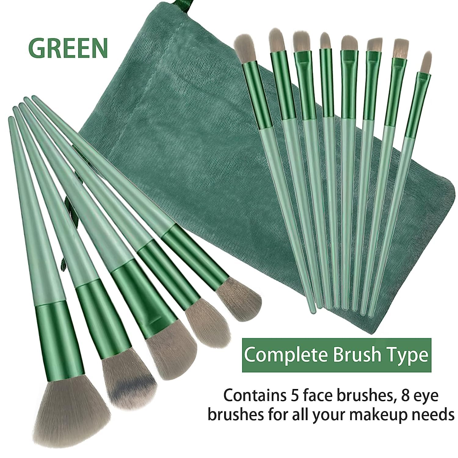 URBANMAC 13-Piece Professional Makeup Brush Set with Beauty Blender - Complete Eyeshadow Brush Kit Includes Premium Cloth Bag & 4 Boxed Foundation Sponges - Perfect for Makeup Artists, Beginners & Everyday Beauty Routine