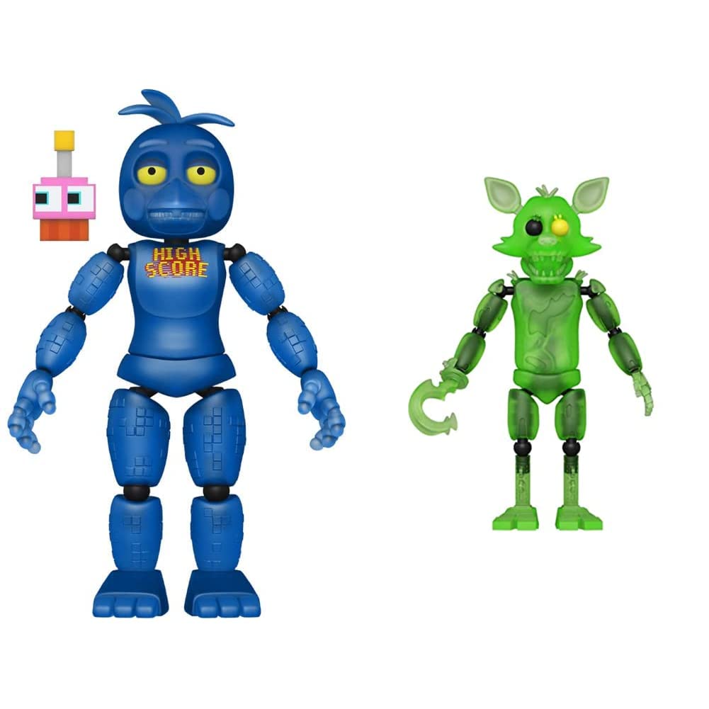 Glow in The Dark Funko Pop! Five Nights at Freddy's Action Figures - Radioactive Foxy & High Score Chica Collectibles for Horror Game Fans and Night Light Decor