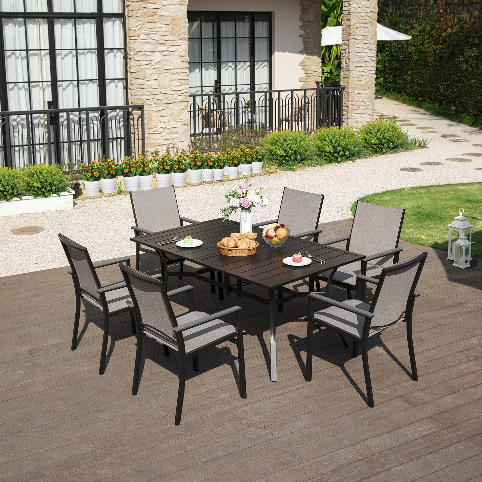 MEOOEM 2-Piece Patio Dining Chairs Set - Textilene & Metal Outdoor Chairs, Weather-Resistant Modern Garden Furniture for Backyard, Poolside & Deck Use