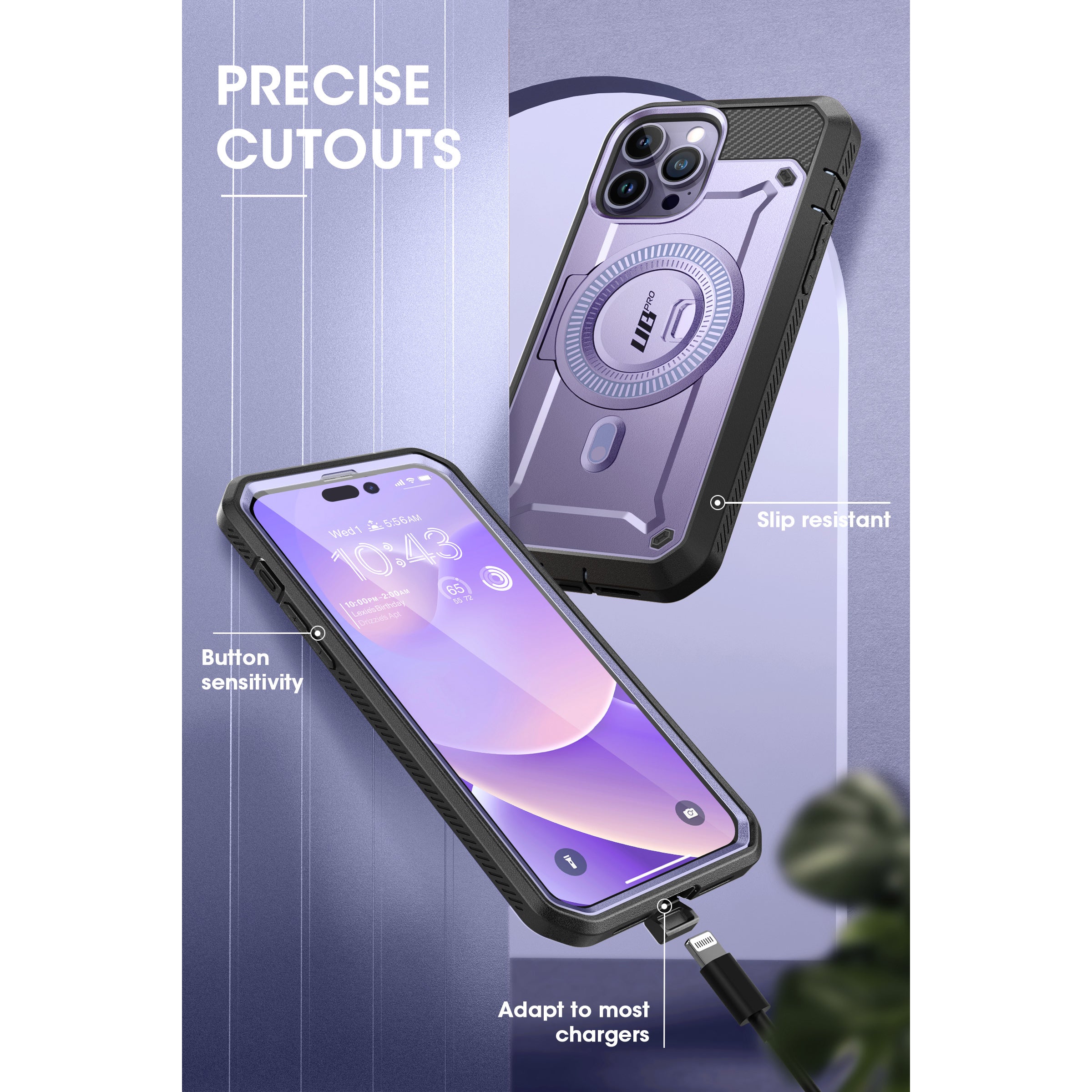 iPhone 14 Pro Max 6.7 Inch Unicorn Beetle PRO MAG Rugged MagSafe Case - Shockproof Protective Cover with Military-Grade Drop Protection, Deep Purple - Perfect for Outdoor Adventures, Construction Work & Extreme Sports