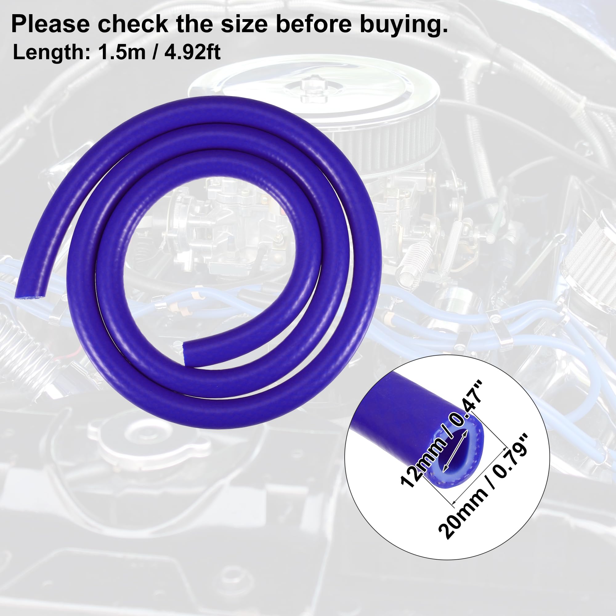 X AUTOHAUX 12mm Blue Silicone Vacuum Hose - 4.92ft High-Temperature Resistant Engine Air Intake Pipe for Automotive, Motorcycle, ATV & Marine Applications - Perfect for Turbo, Intake & Vacuum Systems