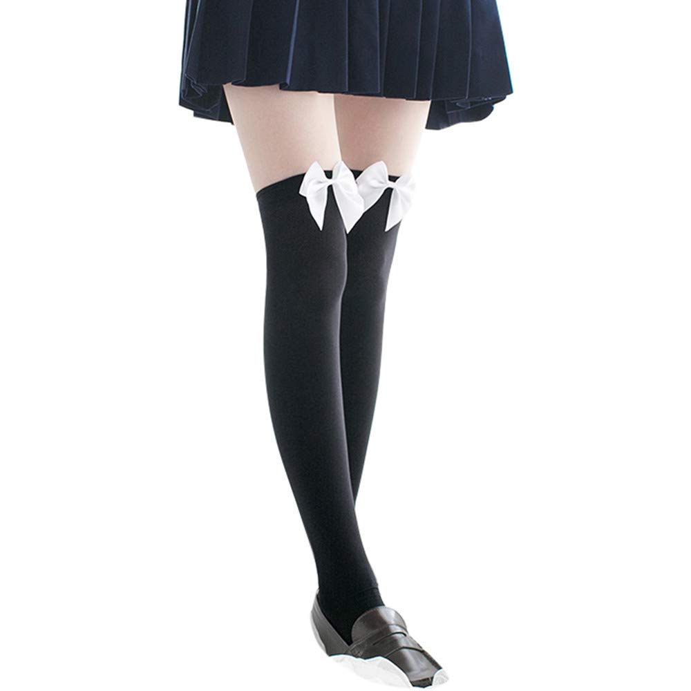 Velvet Bow Knee High Socks for Women - Elegant White Stockings for Spring & Fall - Sexy & Comfortable Knee Socks (P1097) - Perfect for Office, Dating & Casual Outfits