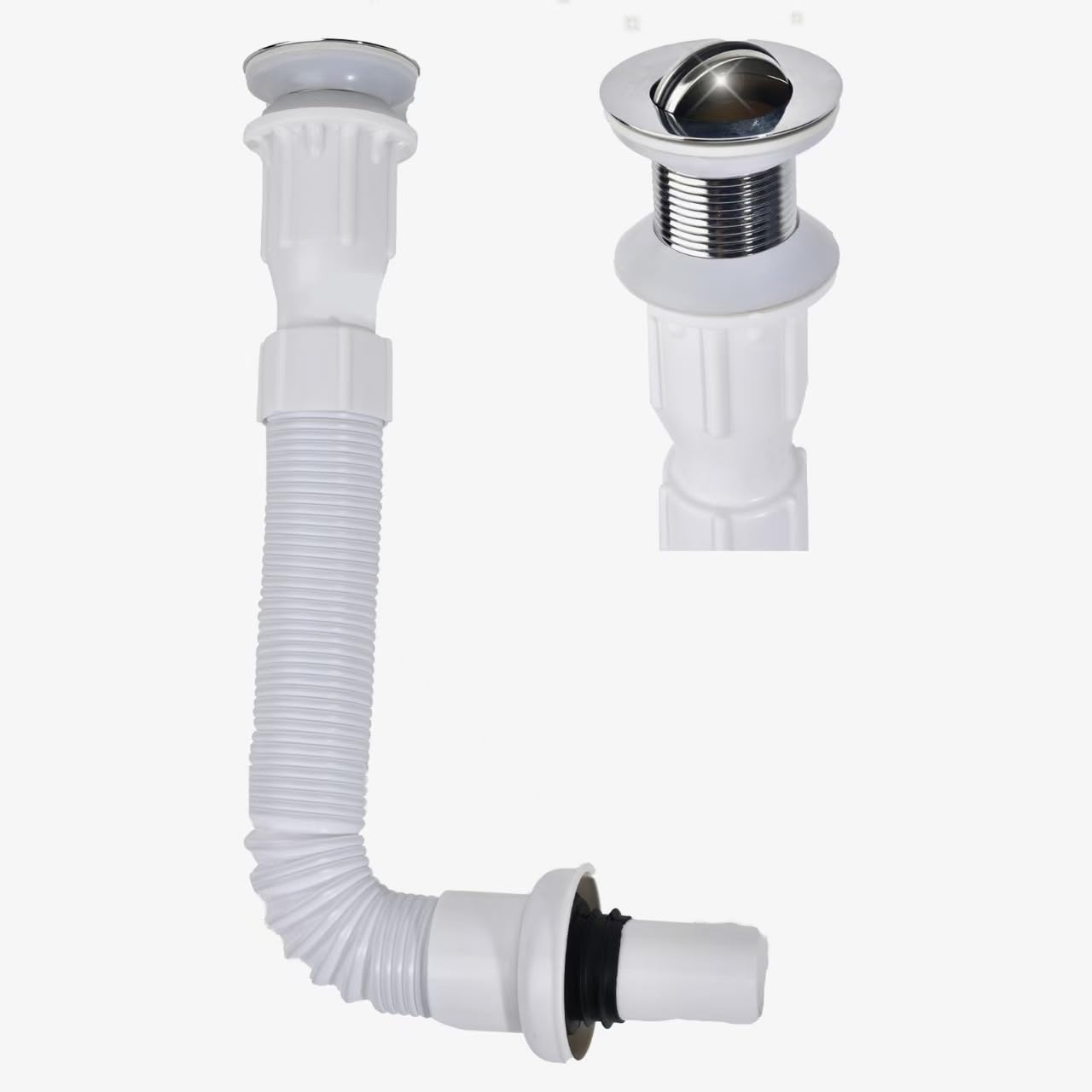 Markchoose Flexible P-Trap - Adjustable 14-34 Inch Expandable Drain Pipe for Kitchen Sink, Bathroom & RV - Leak-Proof Design with Included Drain Stopper - Easy DIY Installation for Home Plumbing Repairs (Perfect for Remodeling & Tight Spaces)