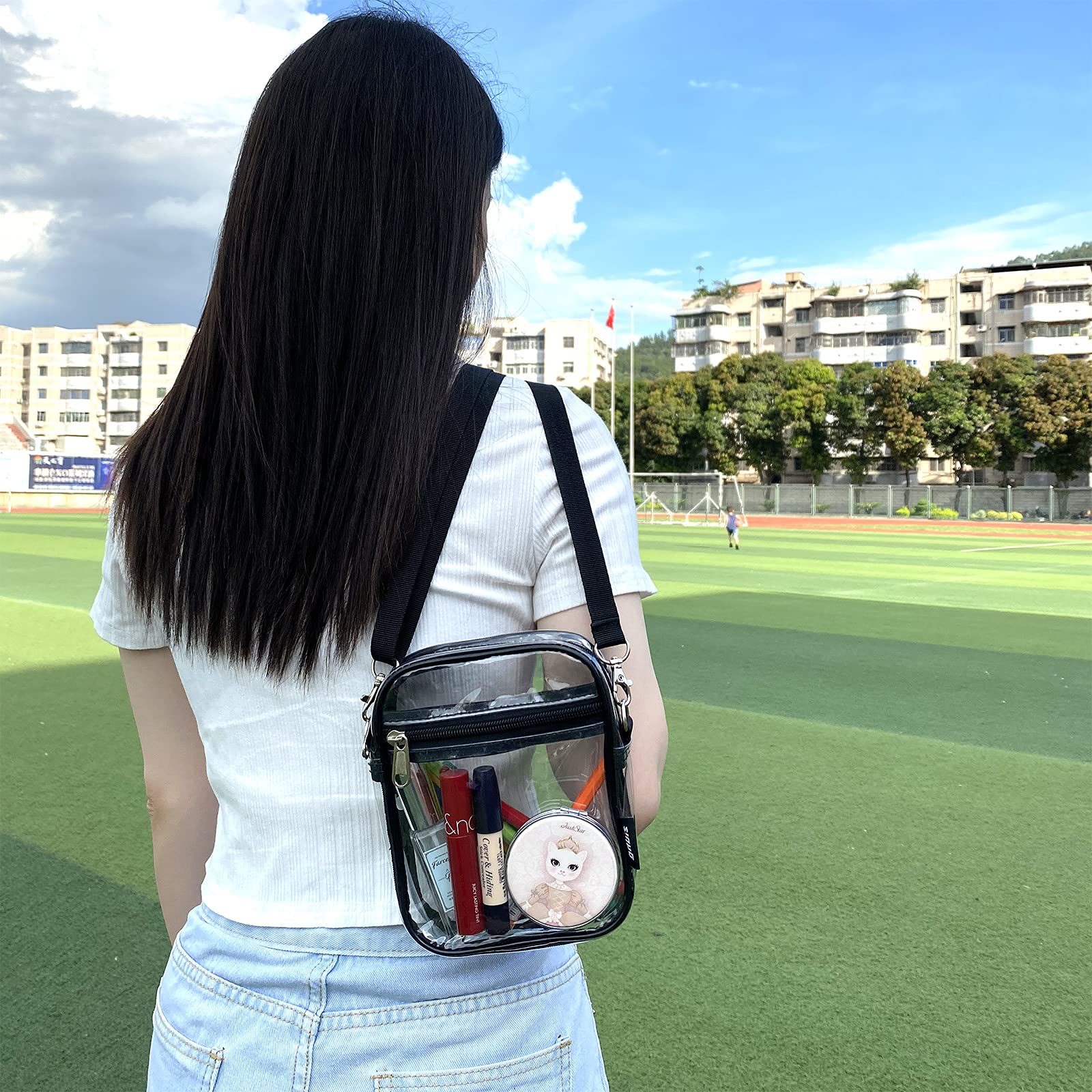 Stadium Approved Clear Crossbody Bag for Concerts & Sports Events - Transparent Purse for Women, Security Check Friendly - Perfect for Music Festivals, NFL Games & Theme Parks