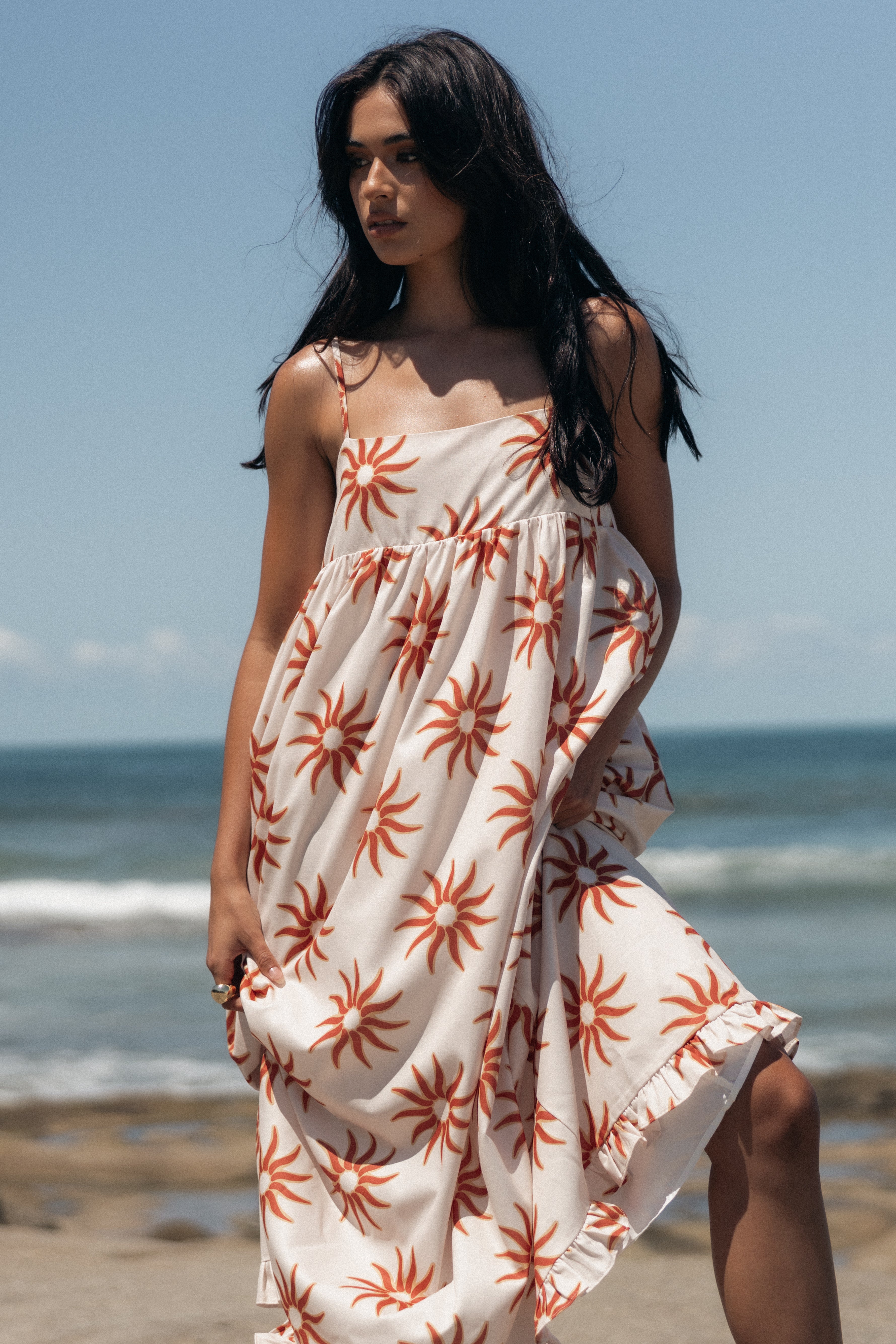 Antu Maxi Dress Soleil - Flowy Summer Beach Dress for Women, Boho Chic Long Sundress with Pockets | Perfect for Vacations, Parties, and Casual Outings